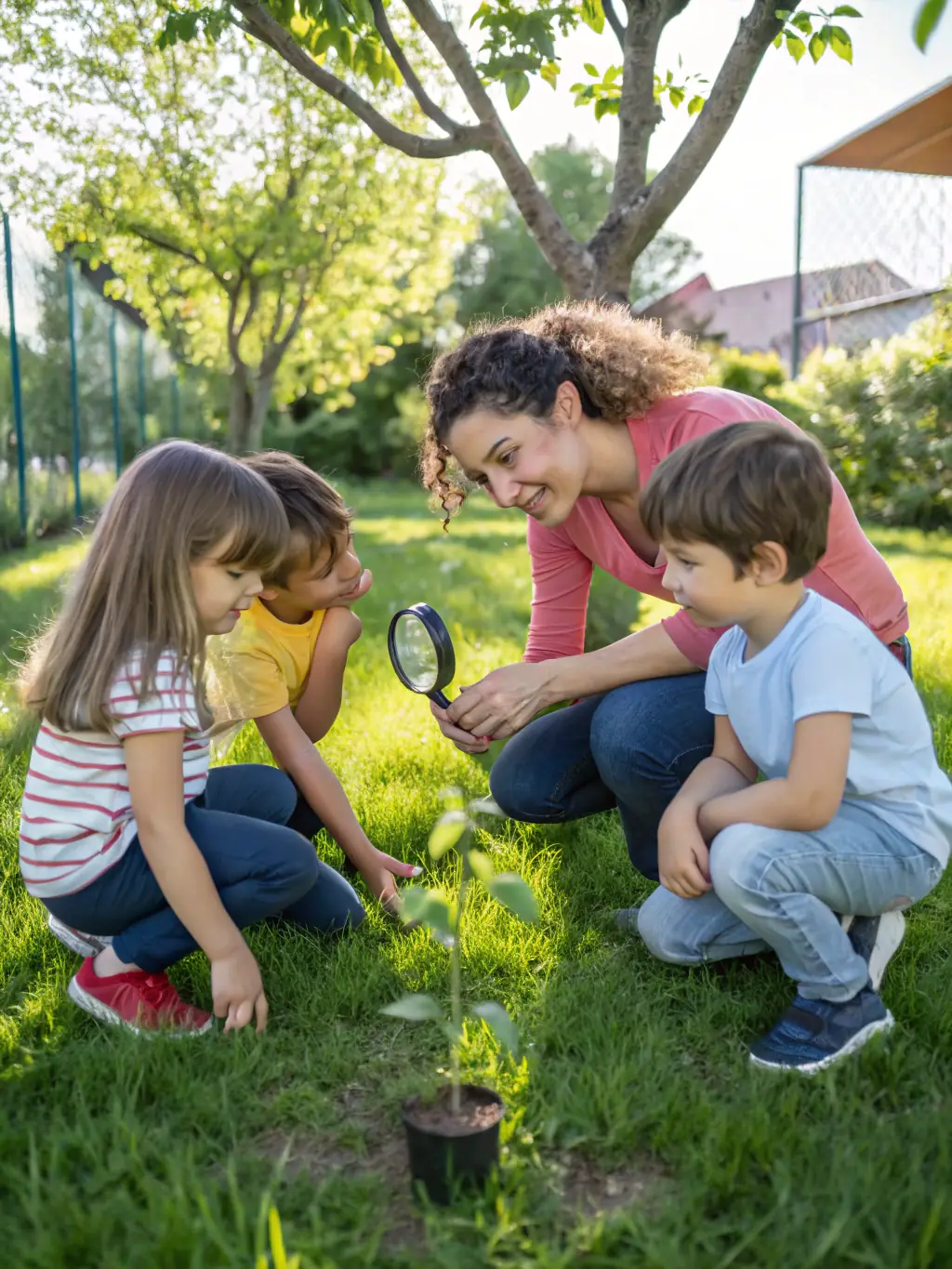 Image of someone educating children about nature and wildlife, emphasizing the importance of environmental education.