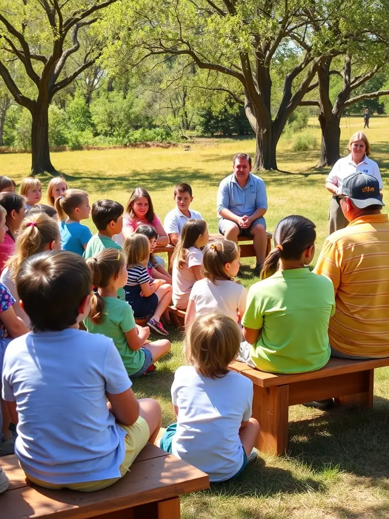 A photograph of a community workshop educating local residents about responsible hunting practices and wildlife conservation.